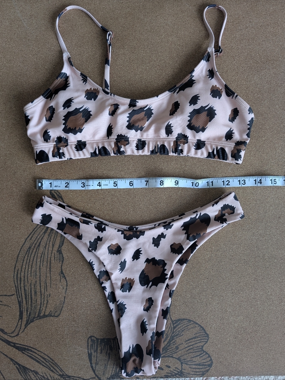 Aqua Tropic Beige Leopard Print Tankini Set